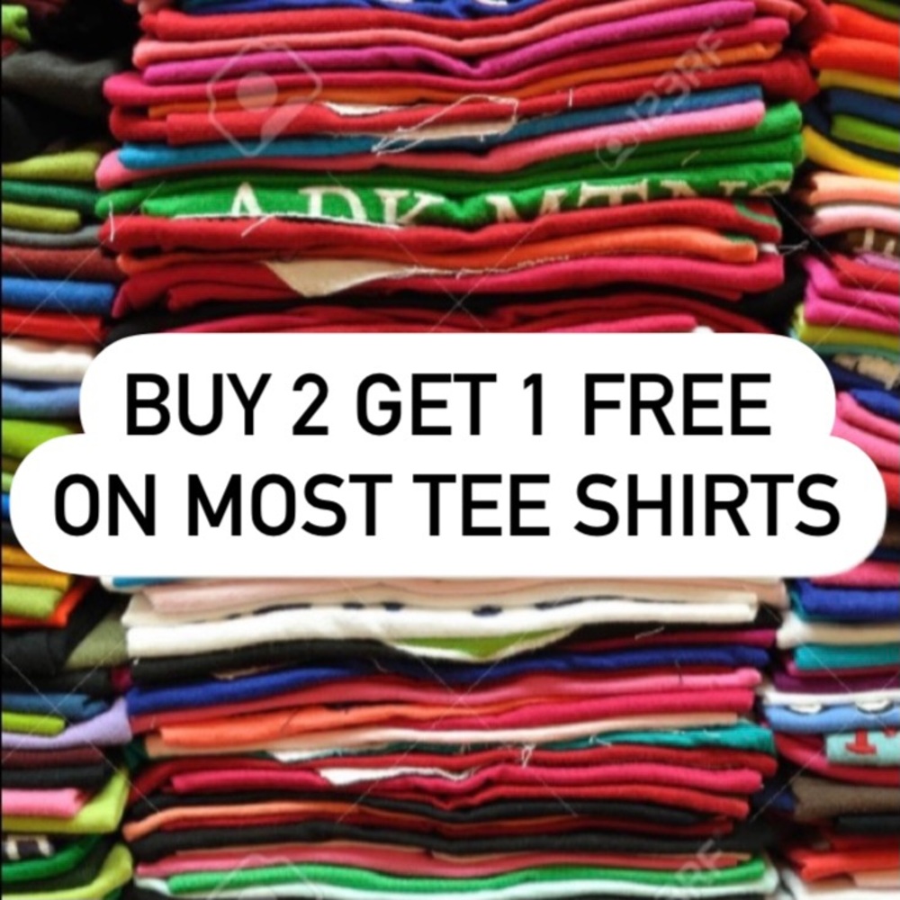 Buy 2 Get 1 Free on Most T-Shirts